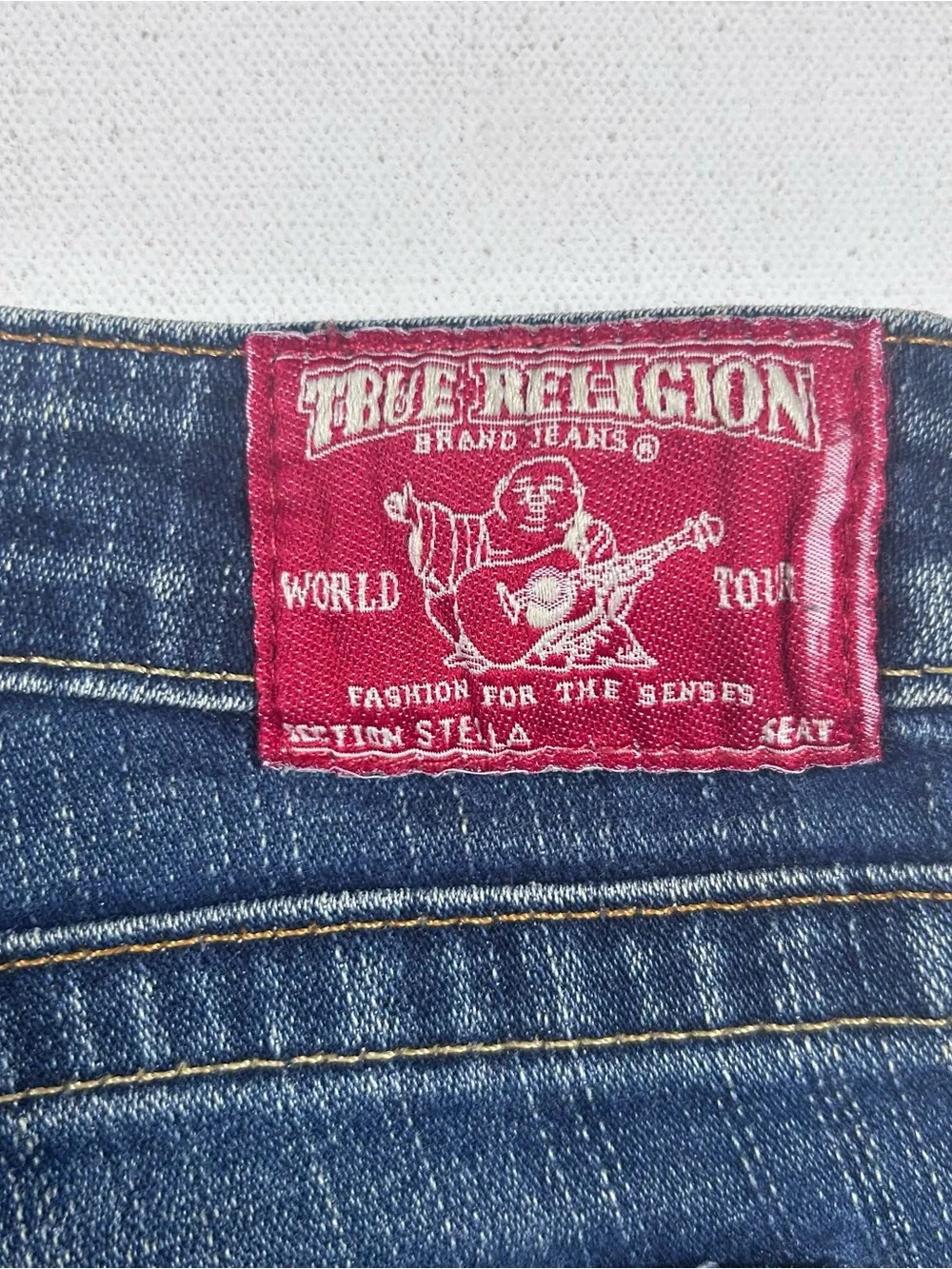 True Religion Women’s Made in USA Distressed Denim Shorts fits: 28 Stella Cut Of